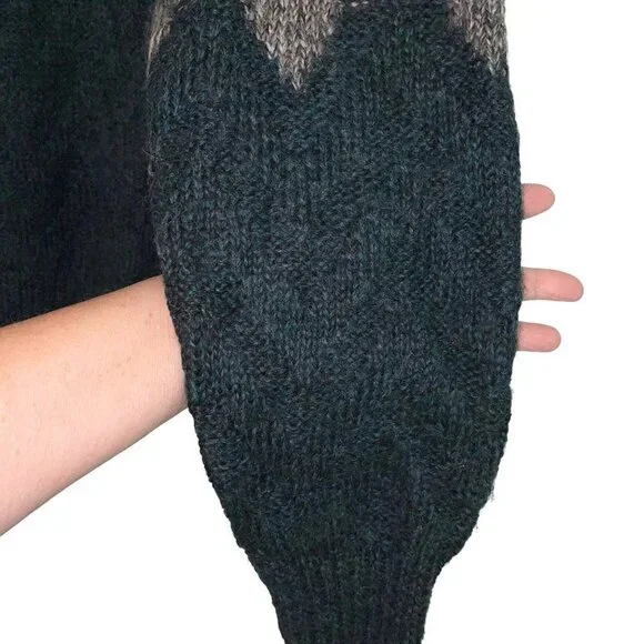 Valentino Uomo Mens Sweater Green Gray Size Medium Vintage Wool Mohair Nylon